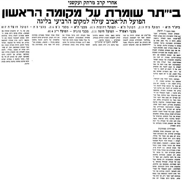 סיקור המשחק בעיתון אספקלריה של הספורט