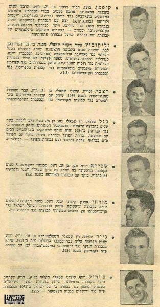 סגל הפועל פ"ת לעונת 1956/1957 (עמוד שני).