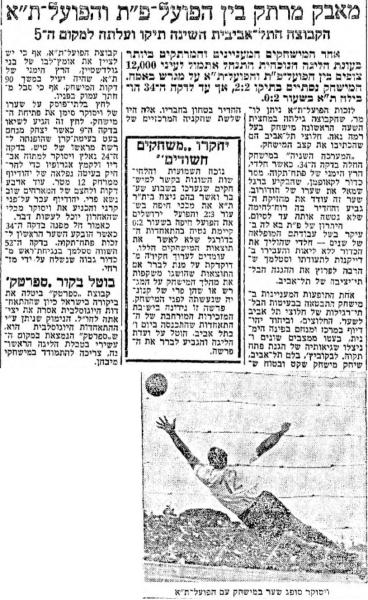 מחזור 21 - הפועל תל-אביב (2:2) - סיקור המשחק במעריב