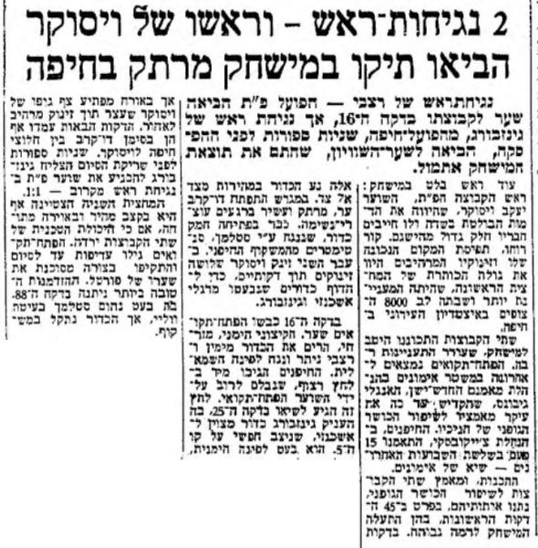 סיקור המשחק במעריב