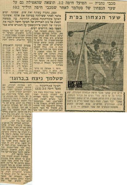 מחזור 9 - מכבי חיפה (2:3) - סיקור המשחק מתוך ידיעות אחרונות.