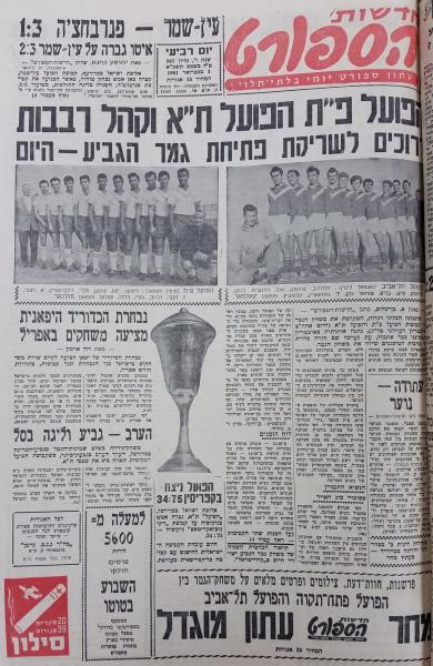 לקראת גמר גביע המדינה ב-1961 בין הפועל פ"ת להפועל ת"א, מתוך חדשות הספורט
