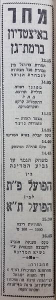 מודעה מתוך חדשות הספורט לקראת גמר גביע המדינה בכדורגל לעונת 1960/61 בין הפועל פ"ת והפועל ת"א, מתוך חדשות הספורט