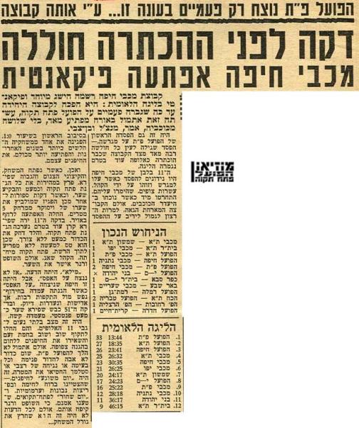 סיקור המשחק מתוך ידיעות אחרונות.