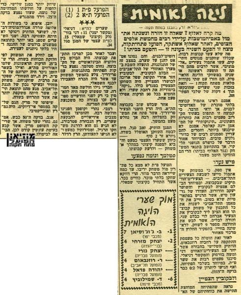 סיקור המשחק מתוך ידיעות אחרונות.
