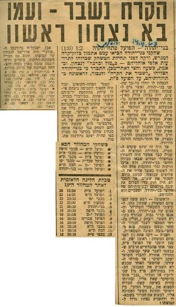 סיקור המשחק מתוך ידיעות אחרונות.