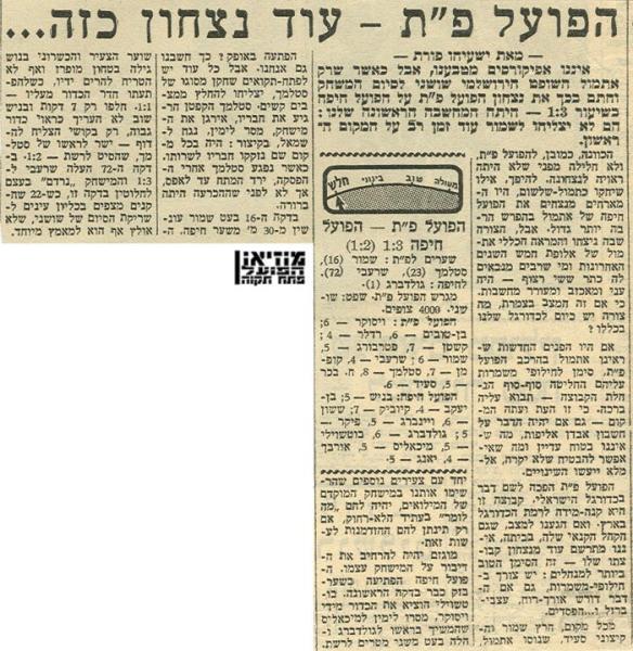 סיקור המשחק מתוך מעריב.