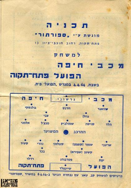 תוכניית המשחק, עמוד ראשון.