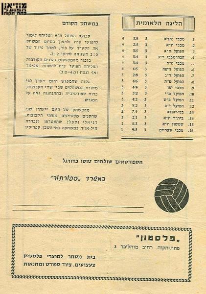 תוכניית המשחק, עמוד שני.