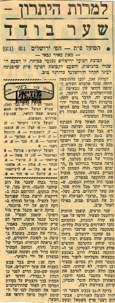 מחזור 11 - הפועל ירושלים (0:1) - סיקור המשחק מתוך מעריב.