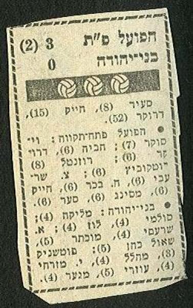 נתוני המשחק מתוך ידיעות אחרונות.