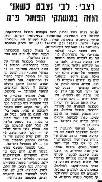 חדשות הספורט עם זכריה רצאבי, 9.6.1972