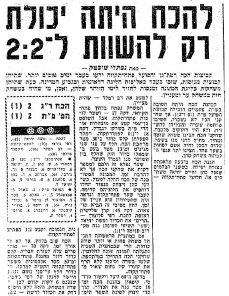 סיקור המשחק בידיעות אחרונות