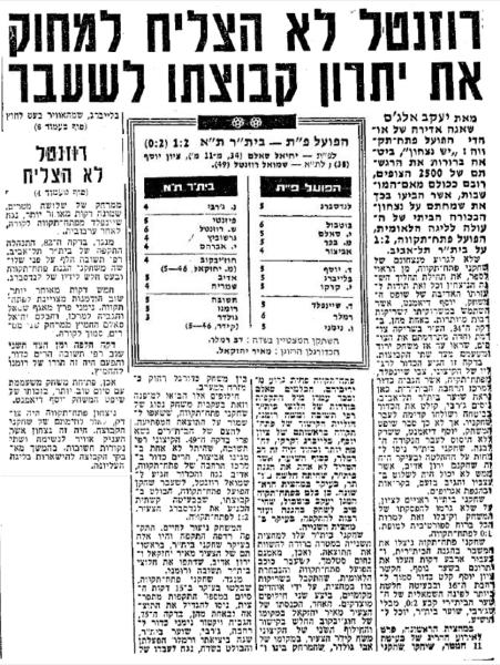 סיקור המשחק בידיעות אחרונות