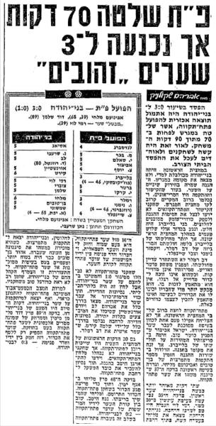 סיקור המשחק בידיעות אחרונות