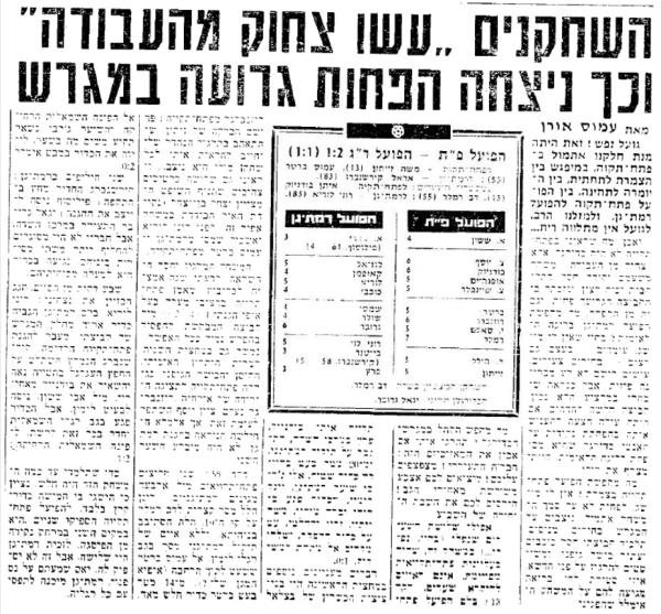 סיקור המשחק בידיעות אחרונות