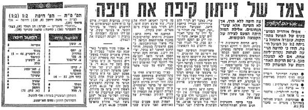 סיקור המשחק בידיעות אחרונות