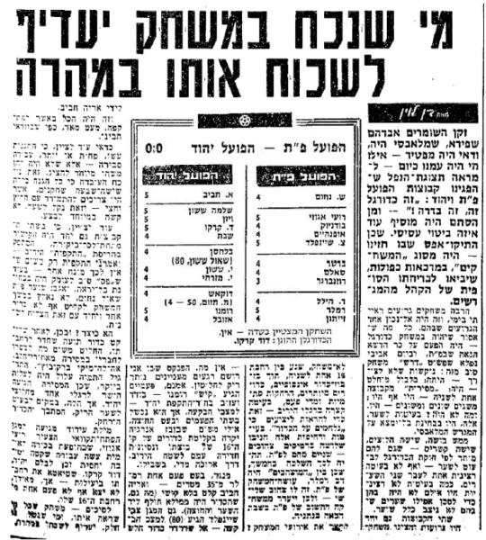 סיקור המשחק בידיעות אחרונות