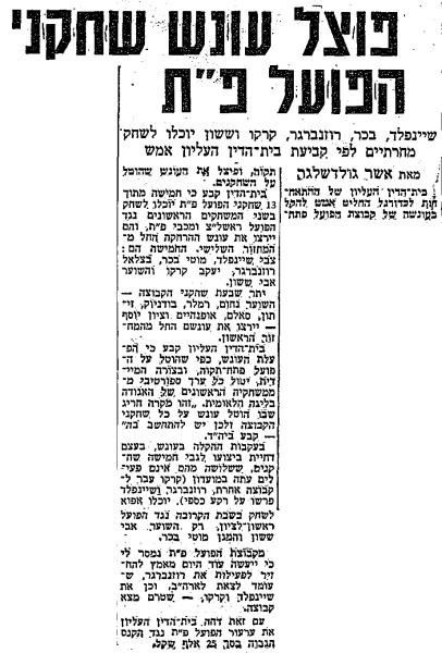 דיווח על פיצול עונש ההרחקה שהוטל על שחקני הפועל פ"ת, לקראת פתיחת עונת 1981/82