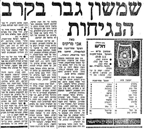 סיקור המשחק בחדשות הספורט