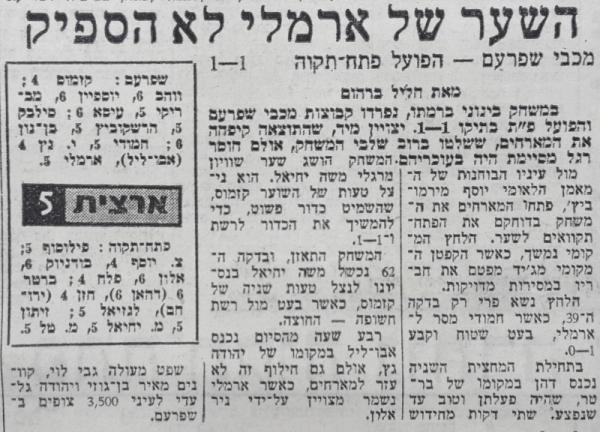 סיקור המשחק במעריב