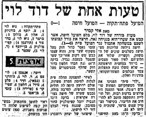 סיקור המשחק במעריב