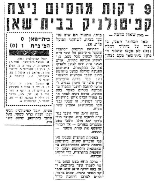 סיקור המשחק בידיעות אחרונות
