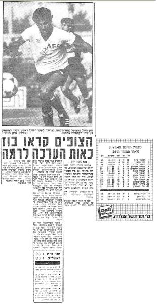 סיקור המשחק בידיעות אחרונות