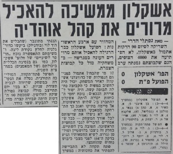 סיקור המשחק בידיעות אחרונות
