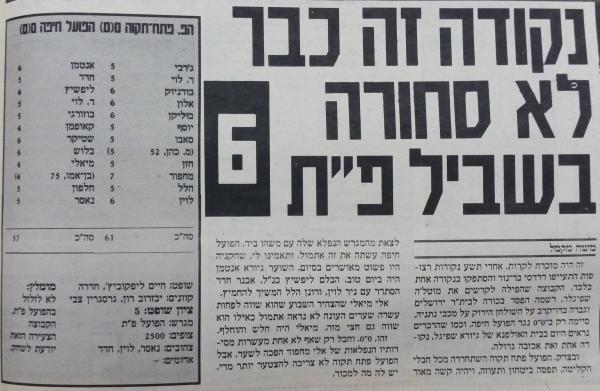 סיקור המשחק בעיתון חדשות