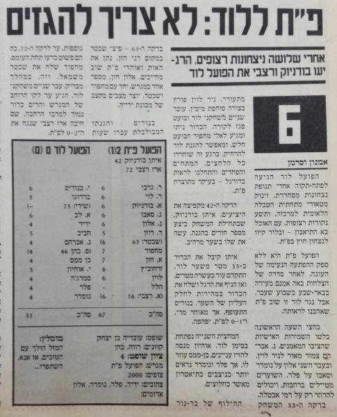 סיקור המשחק בעיתון חדשות