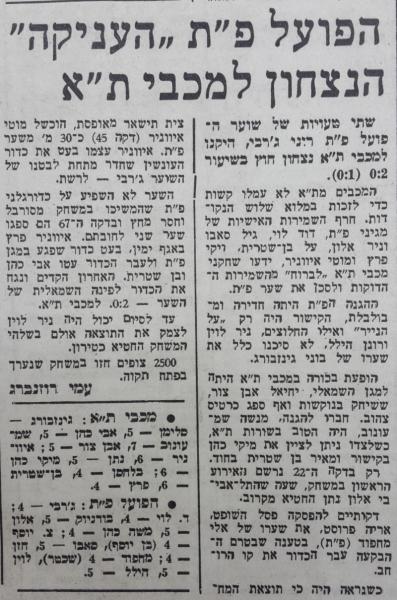 סיקור המשחק בעיתון דבר