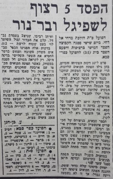 סיקור המשחק בעיתון דבר