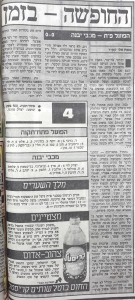 סיקור המשחק במעריב