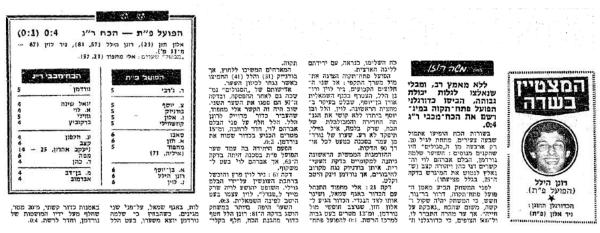 סיקור המשחק בידיעות אחרונות