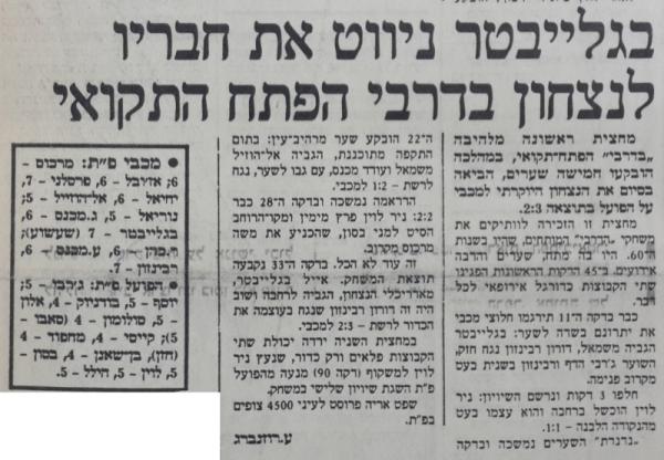 סיקור המשחק בעיתון דבר