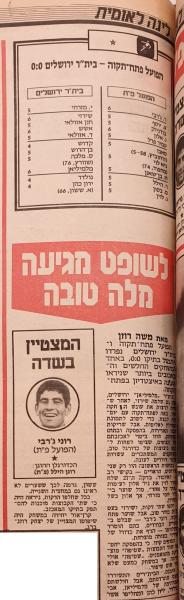 סיקור המשחק בידיעות אחרונות
