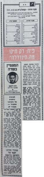 סיקור המשחק בידיעות אחרונות