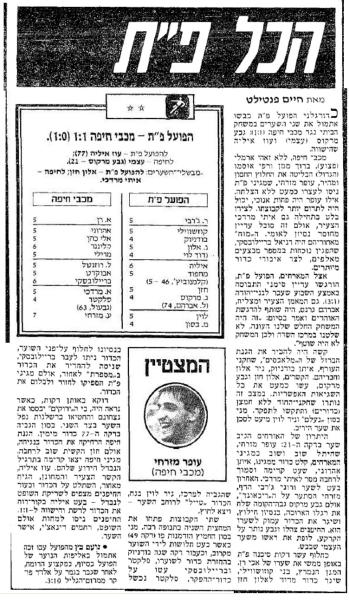 סיקור המשחק בידיעות אחרונות