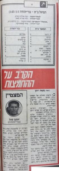 סיקור המשחק בידיעות אחרונות