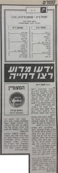 סיקור המשחק בידיעות אחרונות
