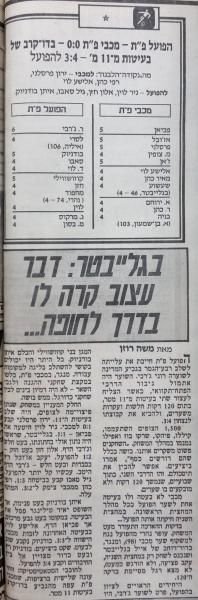 סיקור המשחק בידיעות אחרונות