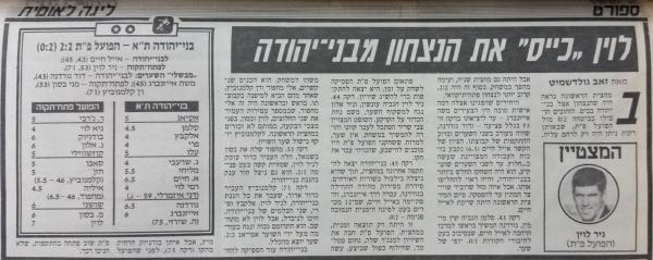 סיקור המשחק בידיעות אחרונות