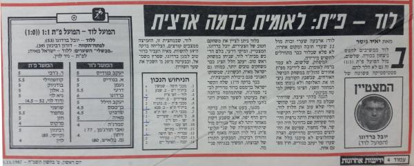 סיקור המשחק בידיעות אחרונות