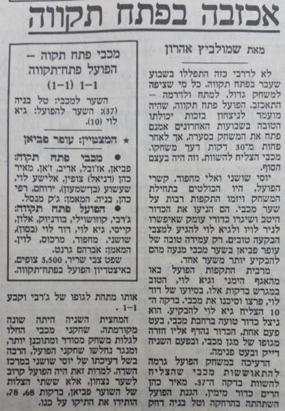 סיקור המשחק בהארץ