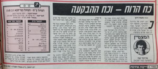 סיקור המשחק בידיעות אחרונות