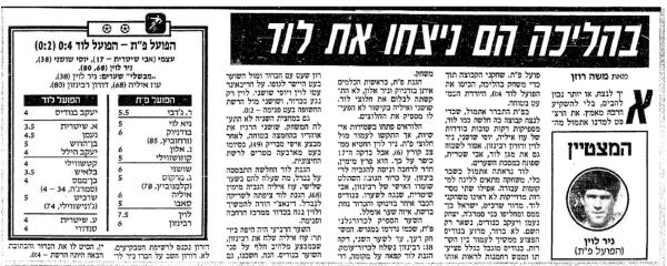 סיקור המשחק בידיעות אחרונות