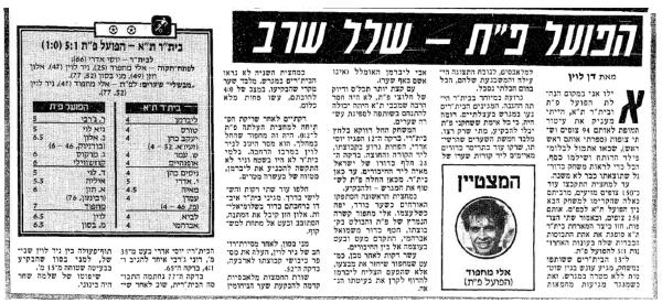 סיקור המשחק בידיעות אחרונות