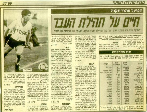 מתוך מוסף פתיחת העונה של ידיעות אחרונות, עונת 1988/1989.