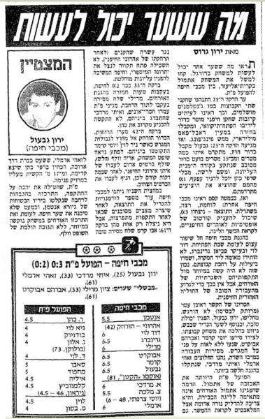 סיקור המשחק בידיעות אחרונות